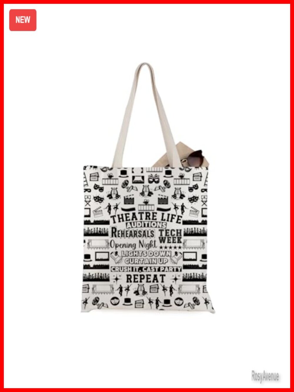 Canvas Tote Bag Theatre Life Comedy Tragedy Mask Gift